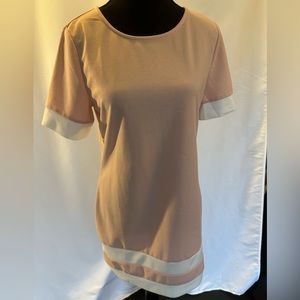 SHEIN pink and white polyester midi dress